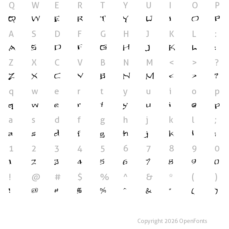 Character Map of Aliens ate my mum Regular