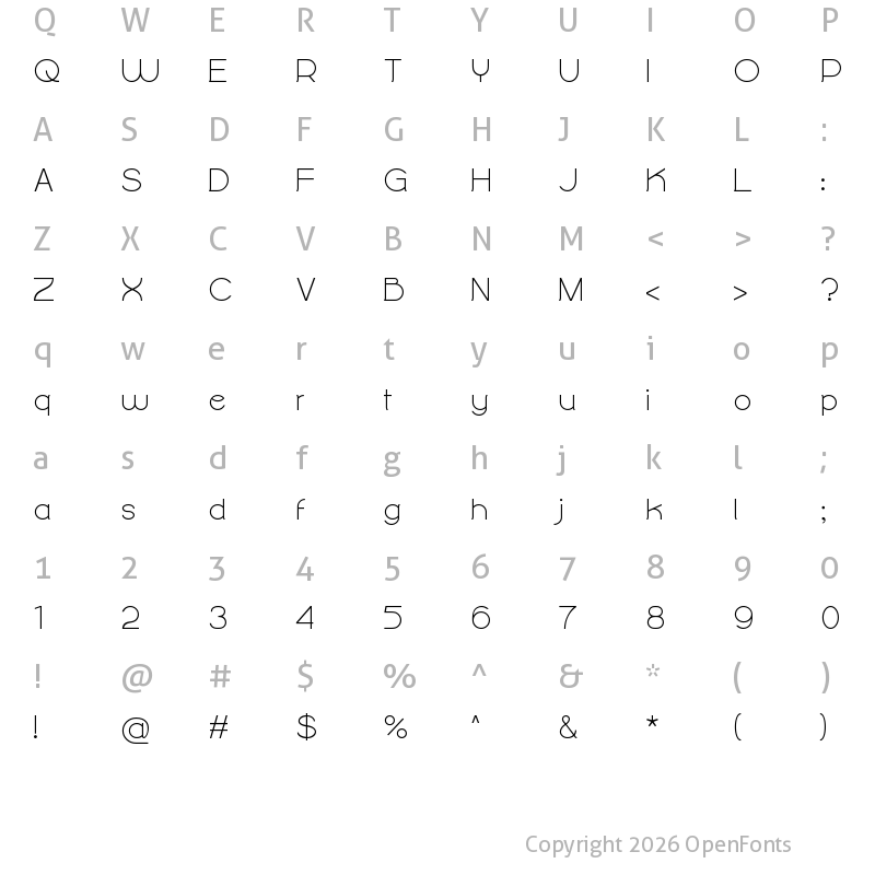 Character Map of Alighty Nesia Regular