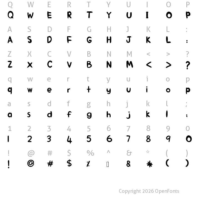 Character Map of ALIN_KID Regular