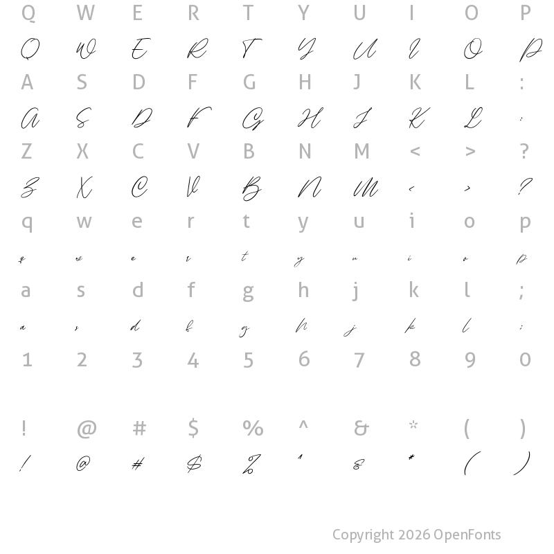 Character Map of Alinnea Regular