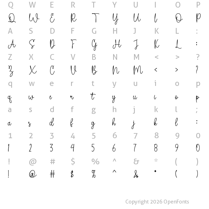 Character Map of Alisiya Regular