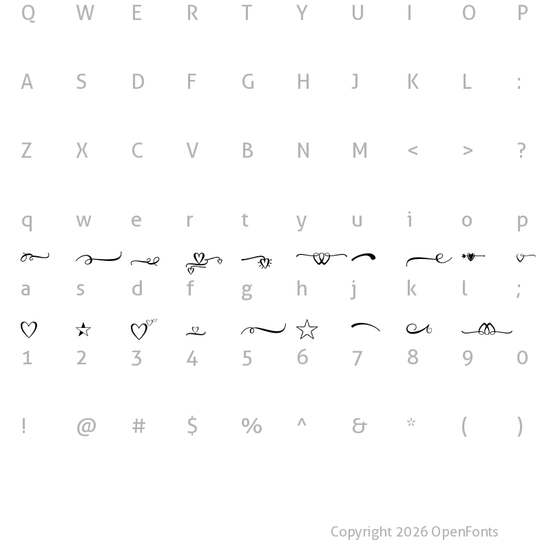 Character Map of Alista Extras Regular