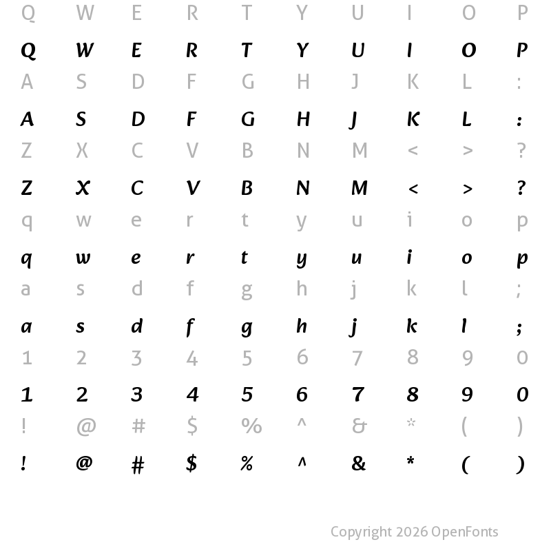 Character Map of Alkatra Medium