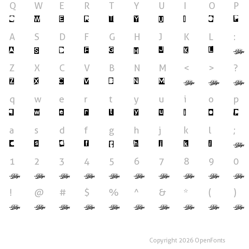 Character Map of All The Box Demo Regular