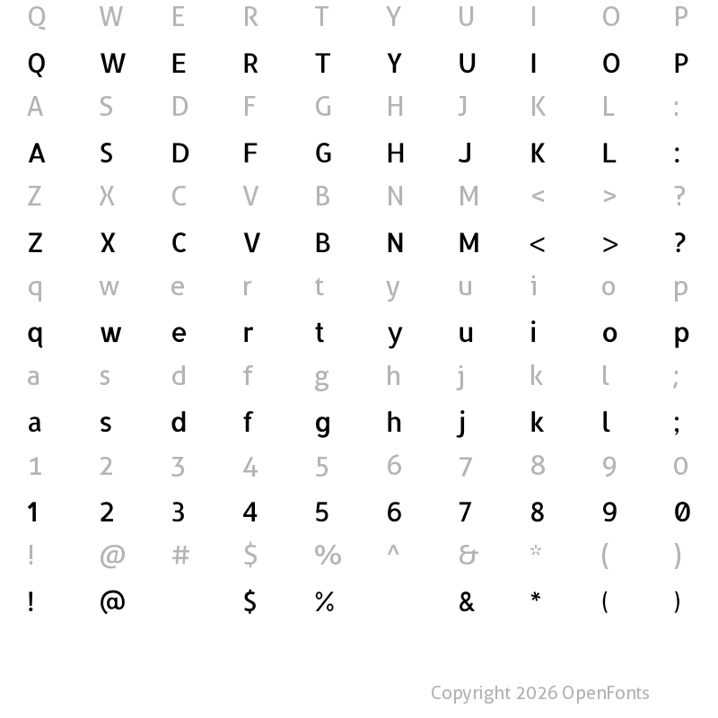 Character Map of Allerta Regular