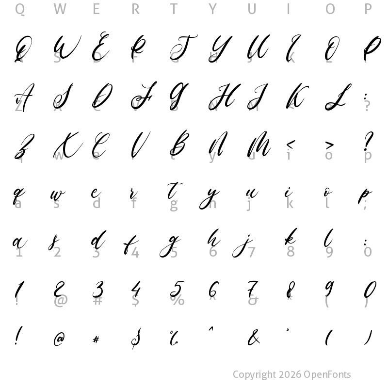 Character Map of Allessa Curly Regular