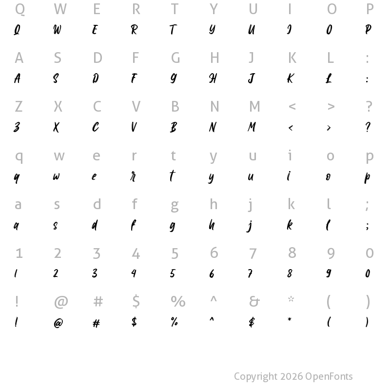 Character Map of Allitha Alt Script