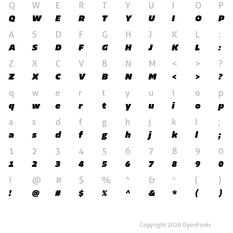 Character Map of Allotrope Black Italic