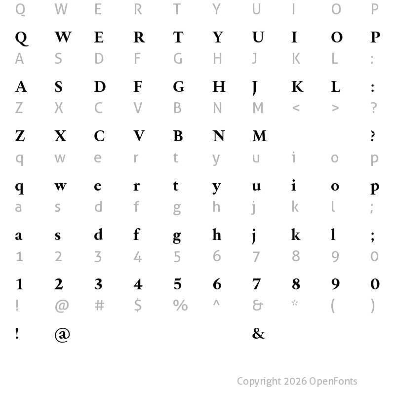 Character Map of Allrounder Antiqua Test Bold
