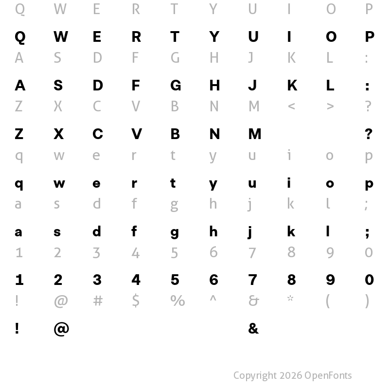 Character Map of Allrounder Grotesk Test Extra Bold