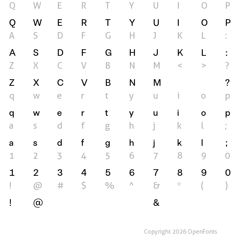 Character Map of Allrounder Grotesk Test Medium
