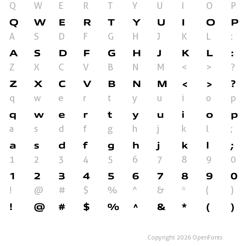 Character Map of Allumi Std Extended ExtraBold