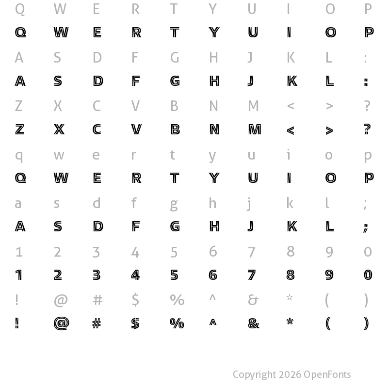 Character Map of Allumi Std Inline Black 24 A