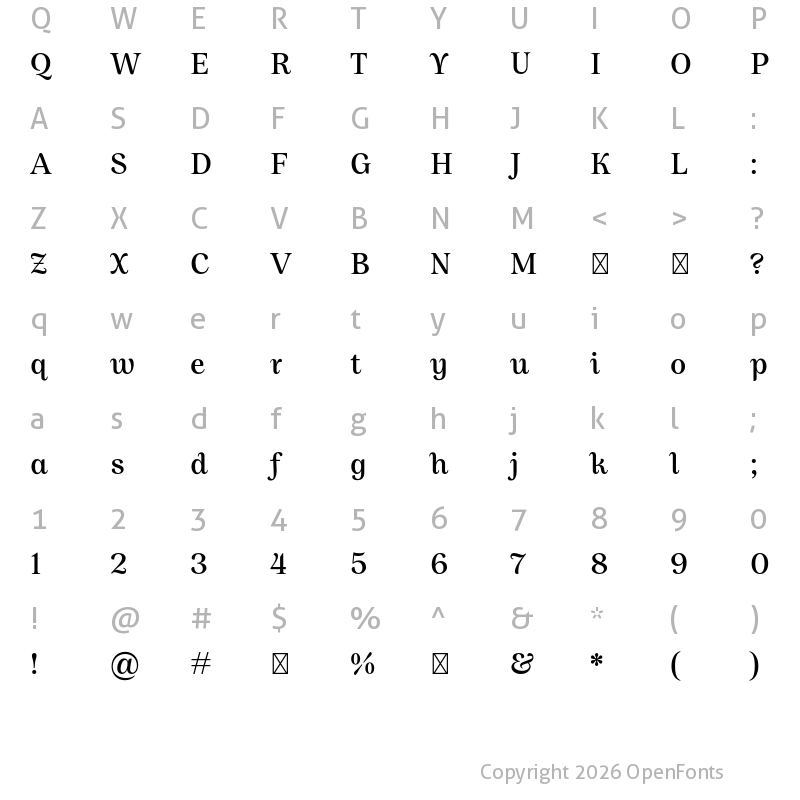 Character Map of Allust DEMO Regular