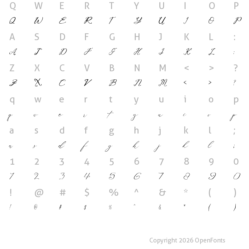 Character Map of Almaira Regular