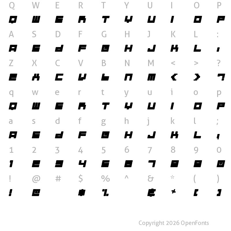 Character Map of Almanaque Italic