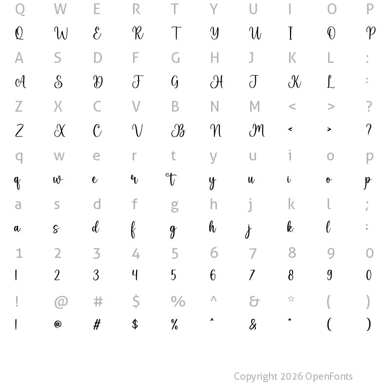 Character Map of Almond Butter Regular