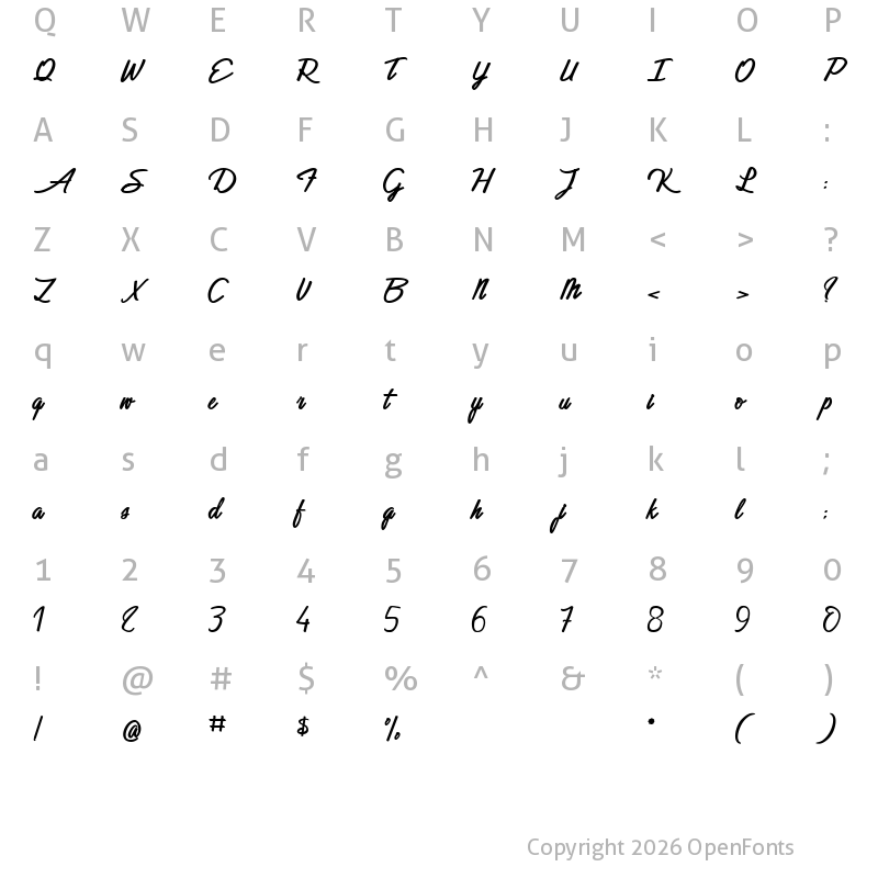 Character Map of Alone in the Dark Regular