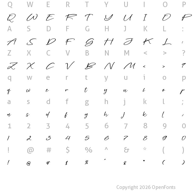 Character Map of Alonsita Gilbert Regular