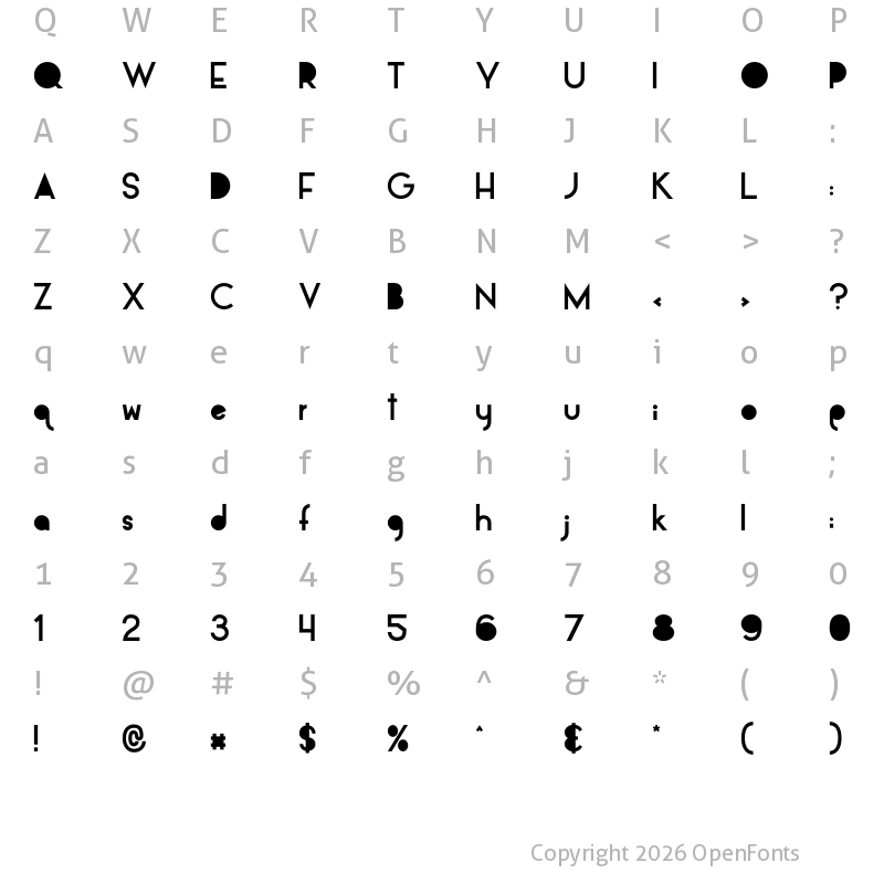 Character Map of Alpaca Solidify Regular