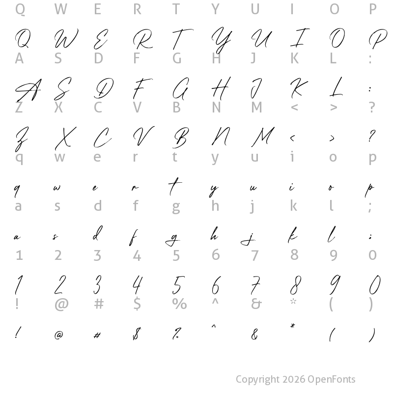 Character Map of Alpha Brights Regular