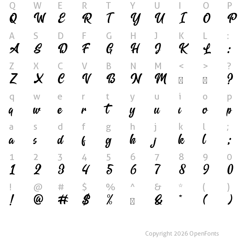 Character Map of Alpha Monday Regular