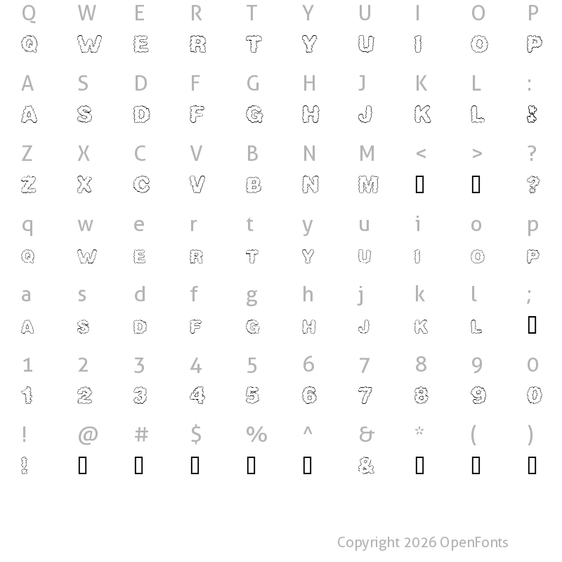 Character Map of AlphaClouds Regular