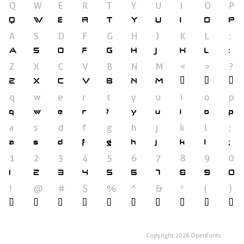 Character Map of AlphaMaleModern Regular