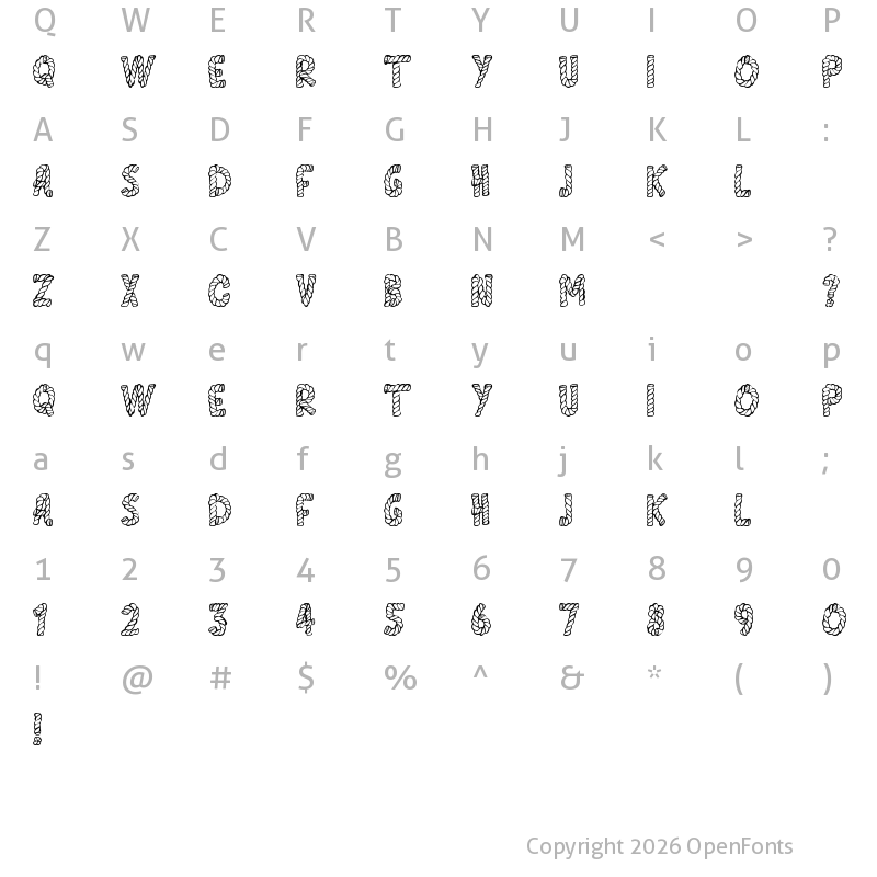 Character Map of AlphaRope Regular