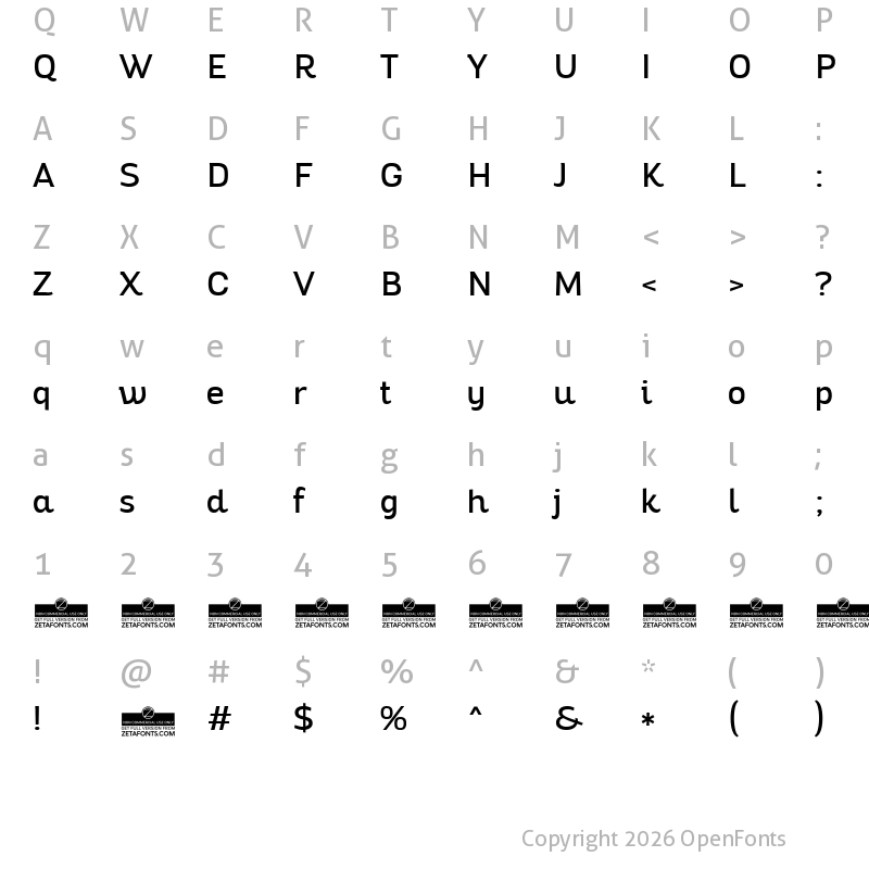 Character Map of Altair Regular