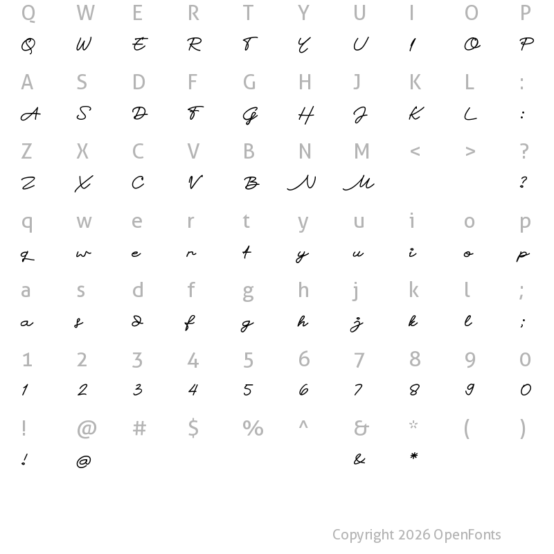 Character Map of Alternative Line Regular