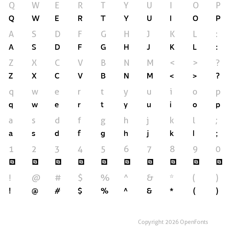 Character Map of Altersan Trial Medium
