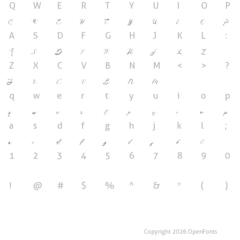 Character Map of Althea Regular