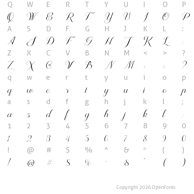 Character Map of Altheria Regular