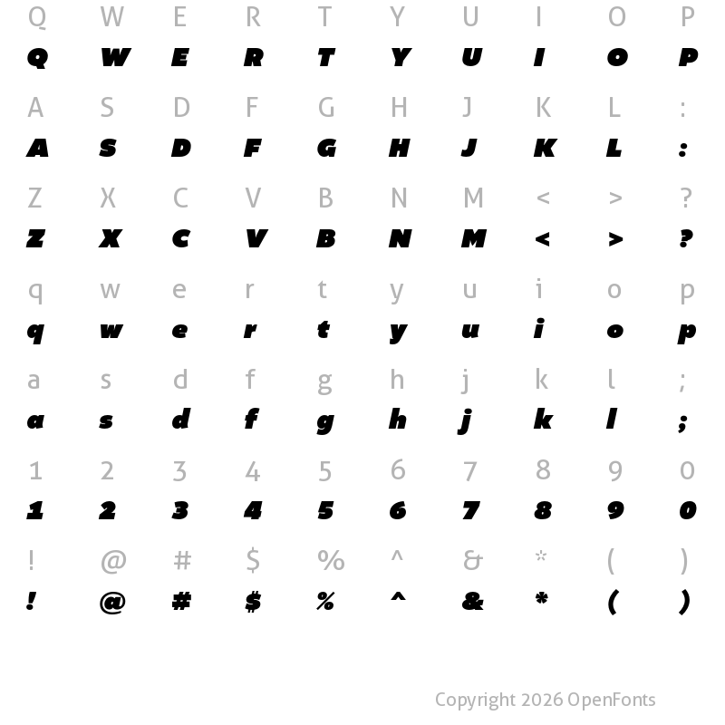 Character Map of Altivo Ultra Italic