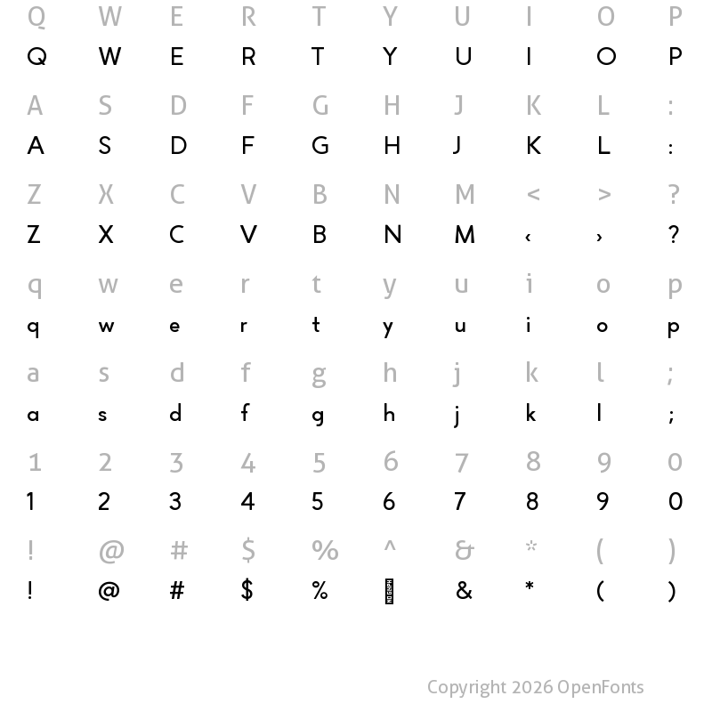 Character Map of Altona Sans Regular