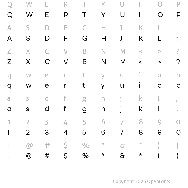 Character Map of Altone Trial Regular
