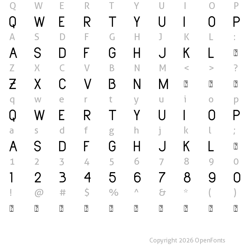 Character Map of Alveru - Personal Use Regular