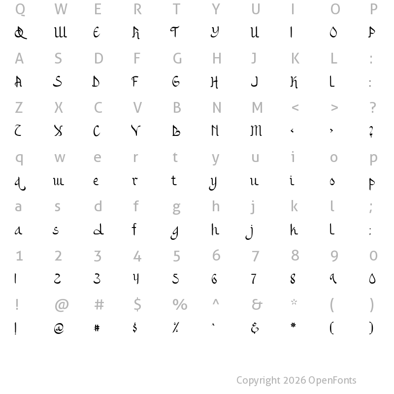 Character Map of Alzaina Regular