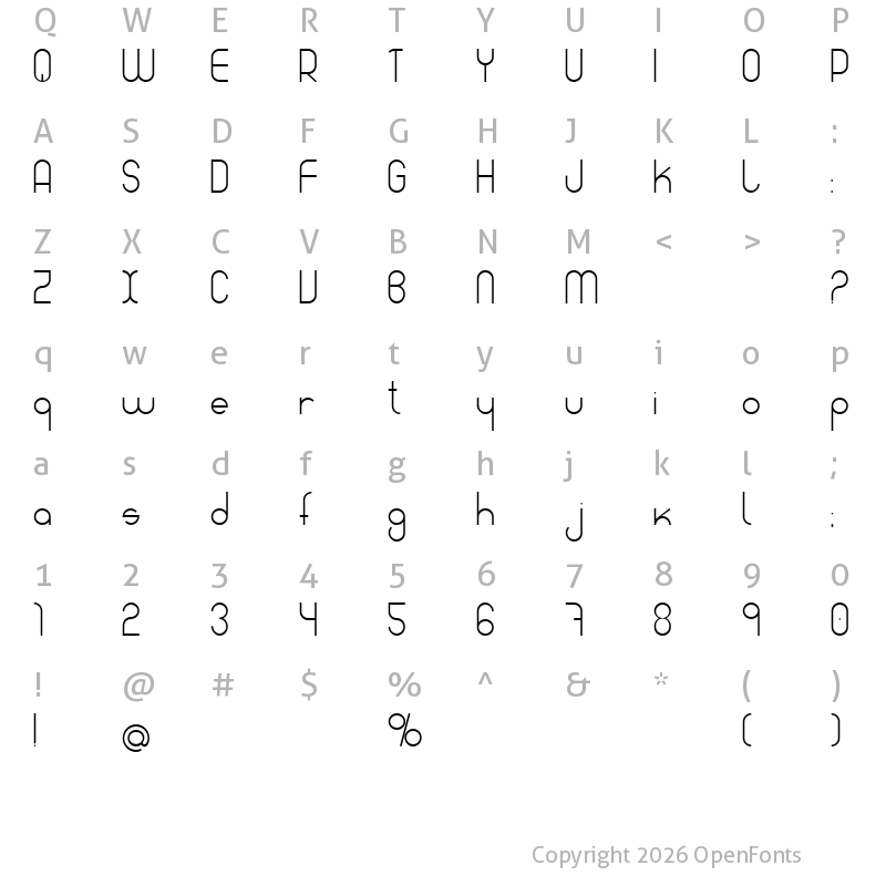 Character Map of Amable Sans
