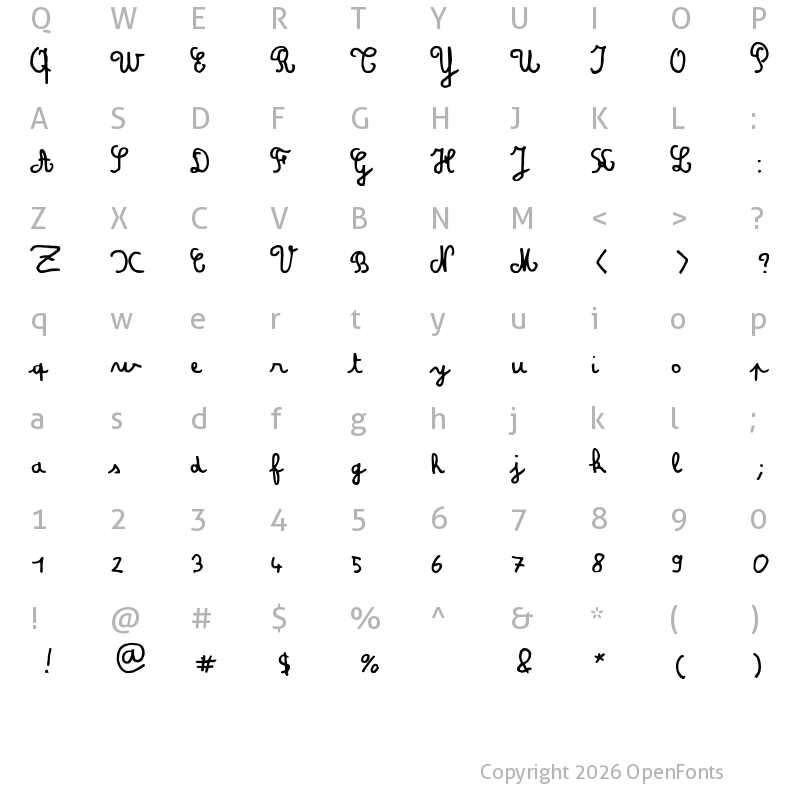 Character Map of Amandine Regular