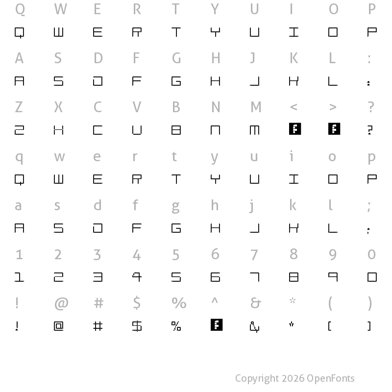 Character Map of Amaya Technical Curve Regular