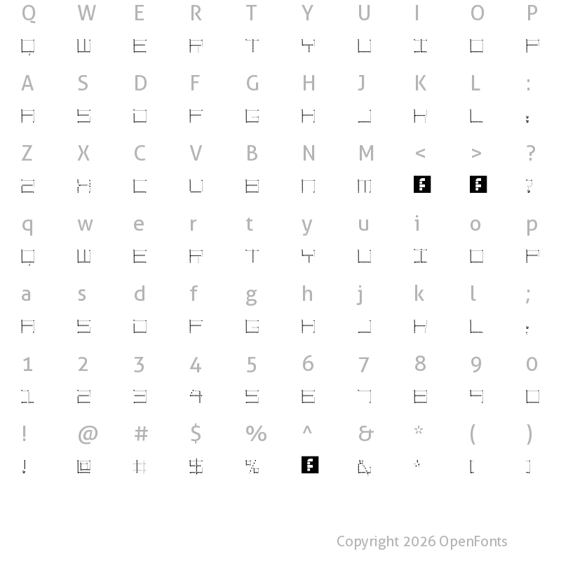 Character Map of Amaya Technical Sharp Regular