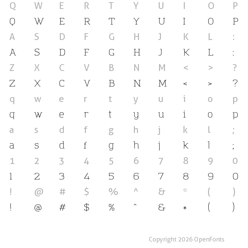 Character Map of Amazing Grotesk Light