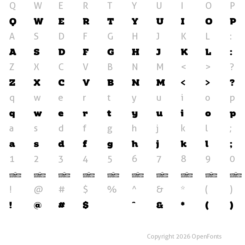 Character Map of Amazing Slab Trial Black