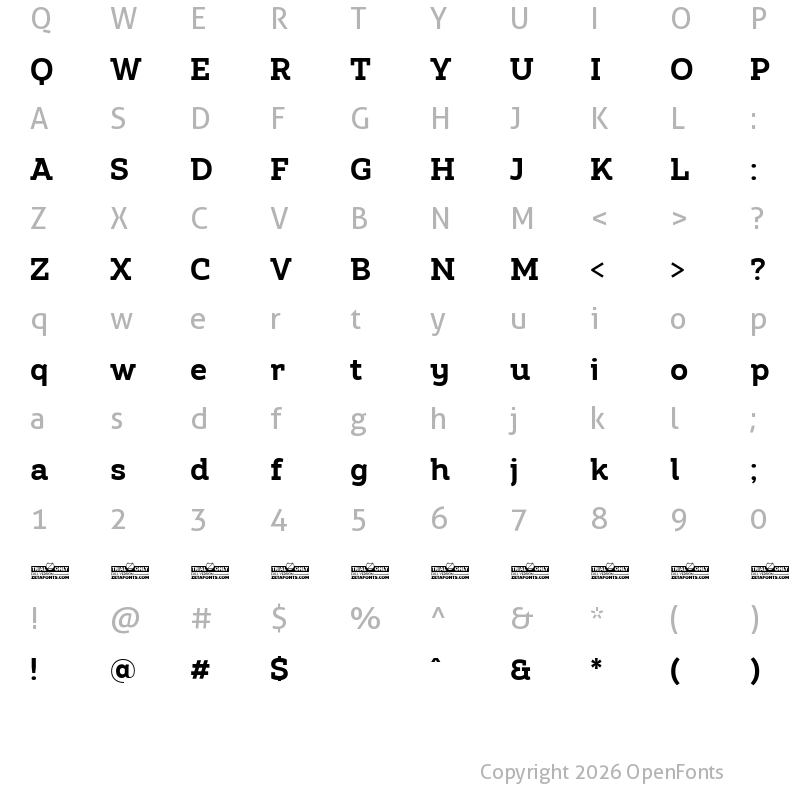 Character Map of Amazing Slab Trial Bold