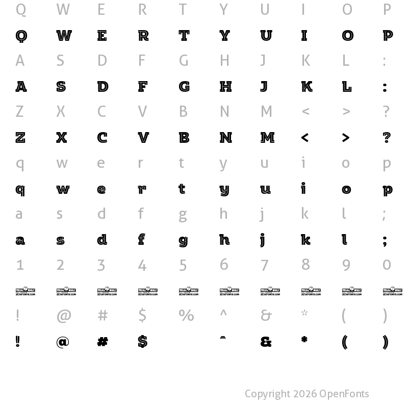 Character Map of Amazing Slab Trial Inline Black