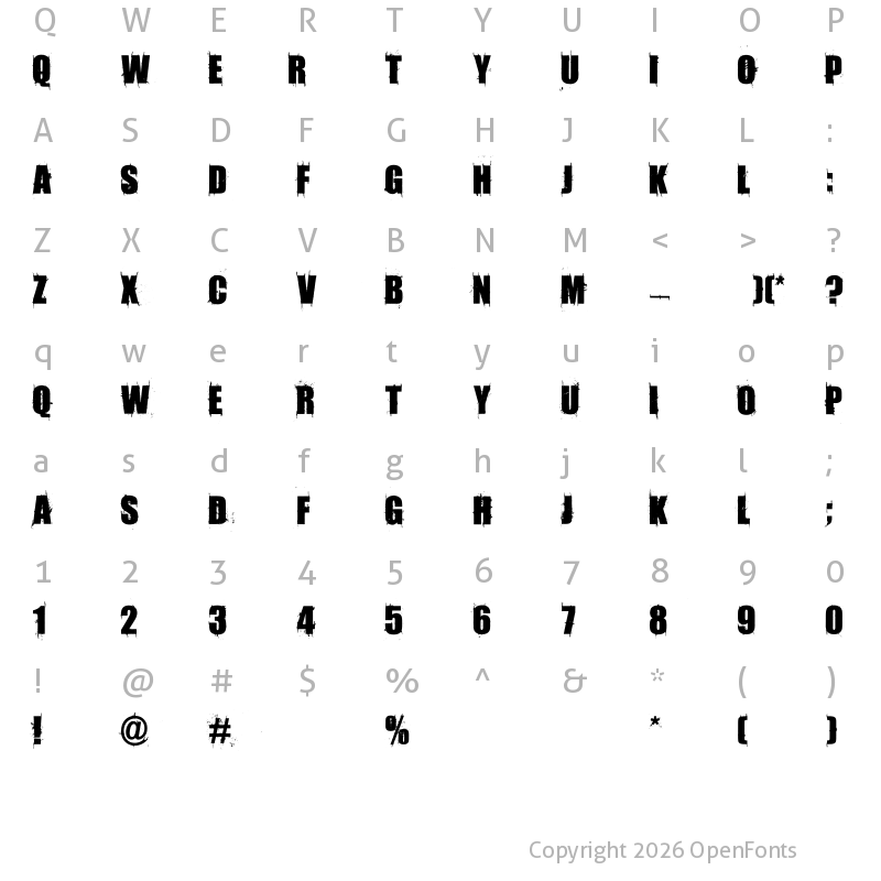 Character Map of AmazMegaGrungeOne Regular