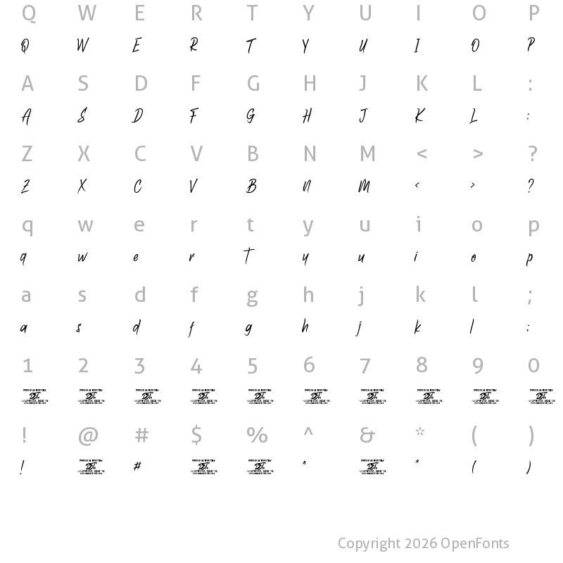 Character Map of Amazoone Regular