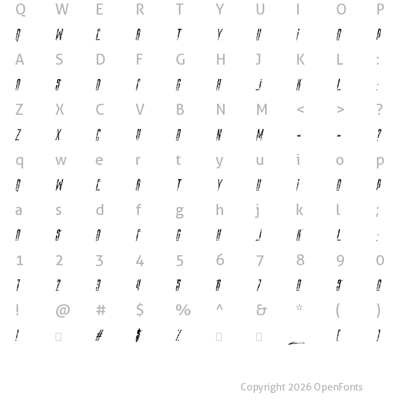 Character Map of AmazS.T.A.L.K.E.R.Italic Regular